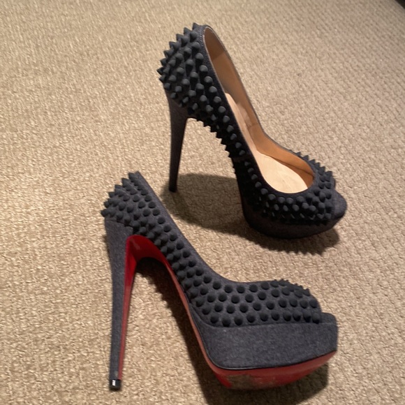Christian Louboutin Lady Peep Flannel Heels size 36 1/2 - Picture 2 of 7